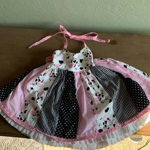 Custom made Cow Dress with matching Appliqué Jeans sz 3T